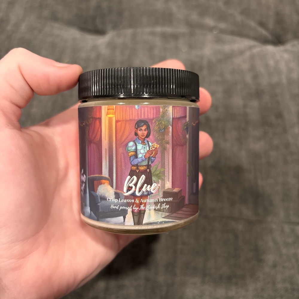 Bookish Box Blue mini candle